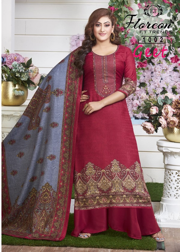 Floreon Geet Festive Embroidery Wear Winter Dress Material Collection